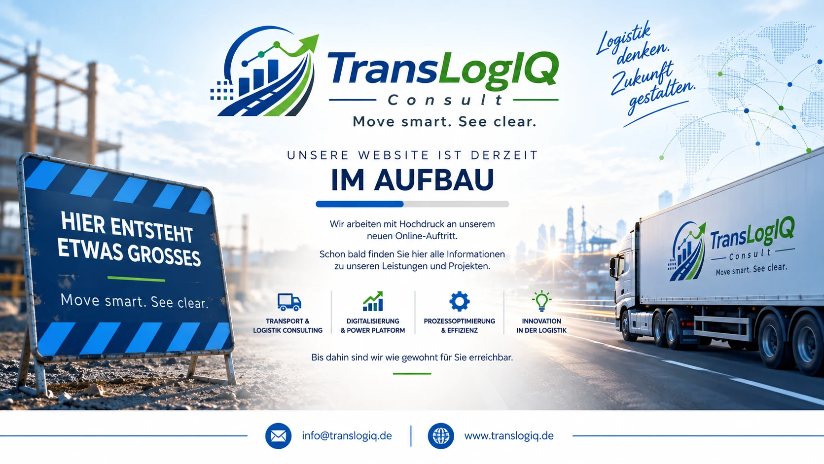 TransLogIQ – Unsere Website ist derzeit im Aufbau. Move smart. See clear.